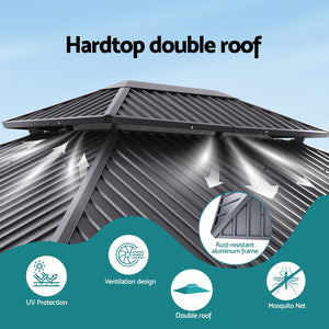 Gazebo Canopy | 3x3.65m | Steel Frame | Curtains | Grey Marquee
