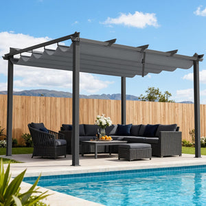 Pergola | 3x4m | Aluminium Frame | Adjustable Canopy | Grey