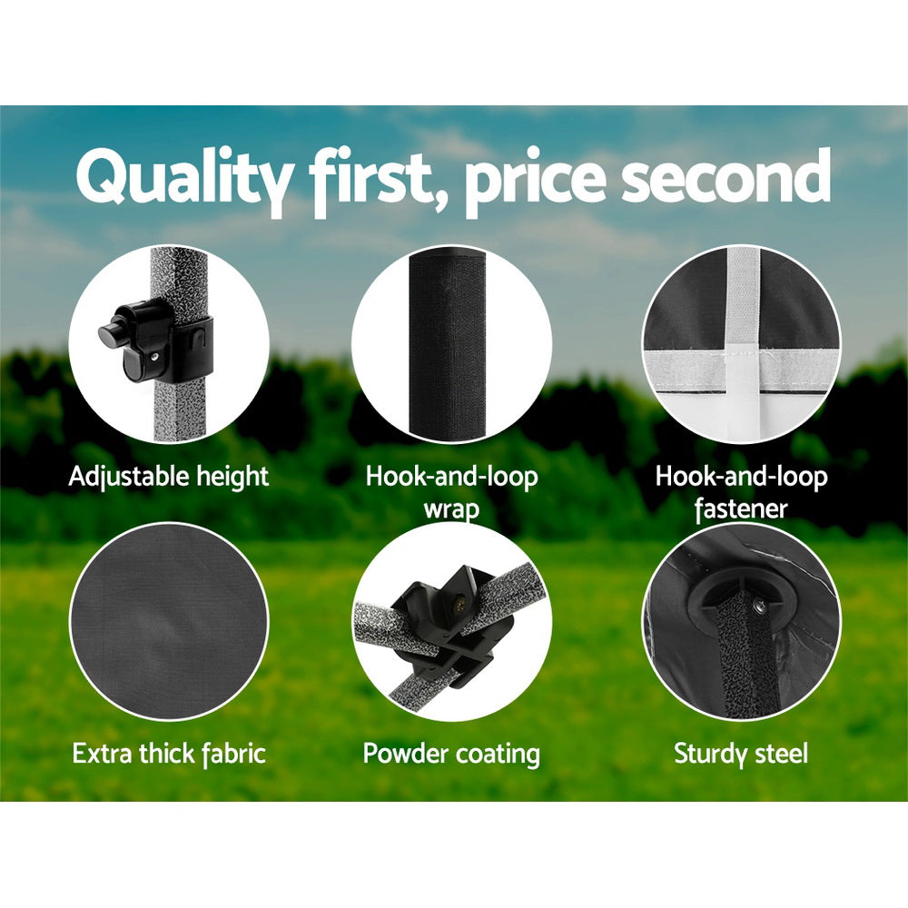 Gazebo Pop Up Marquee | 3x3m | Folding Tent | Wedding Gazebos | 500D | Black