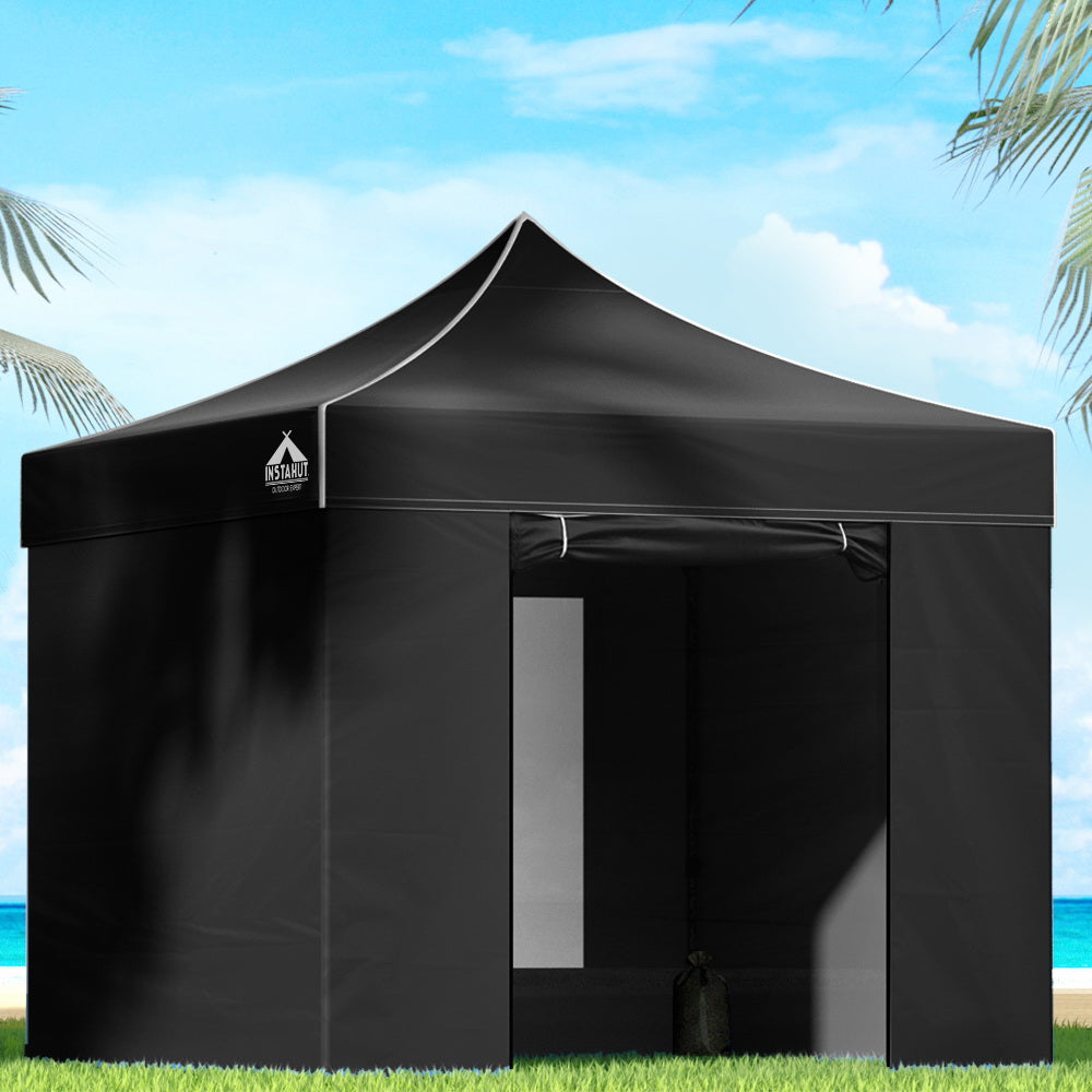 Gazebo Pop Up Marquee | 3x3m | Folding Tent | Wedding Gazebos | 500D | Black