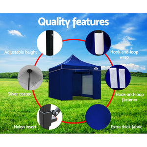 Gazebo Pop Up Marquee | 3x3 | Folding Tent | Wedding Gazebos | 500D Oxford | Blue