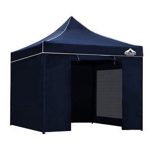 Gazebo Pop Up Marquee | 3x3 | Folding Tent | Gazebos | Camping | 500D Oxford | Navy
