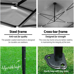 Gazebo Pop Up Marquee | 3x3 | Folding Tent | Gazebos | Camping | 500D Oxford | Navy