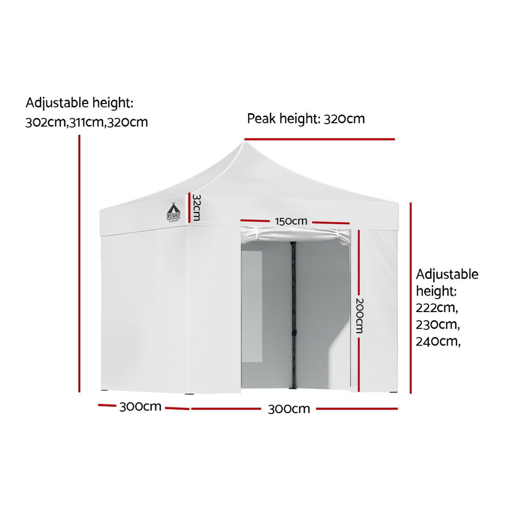 Gazebo Pop Up Marquee | 3x3 | Folding Tent | Wedding Gazebos | 500D | White