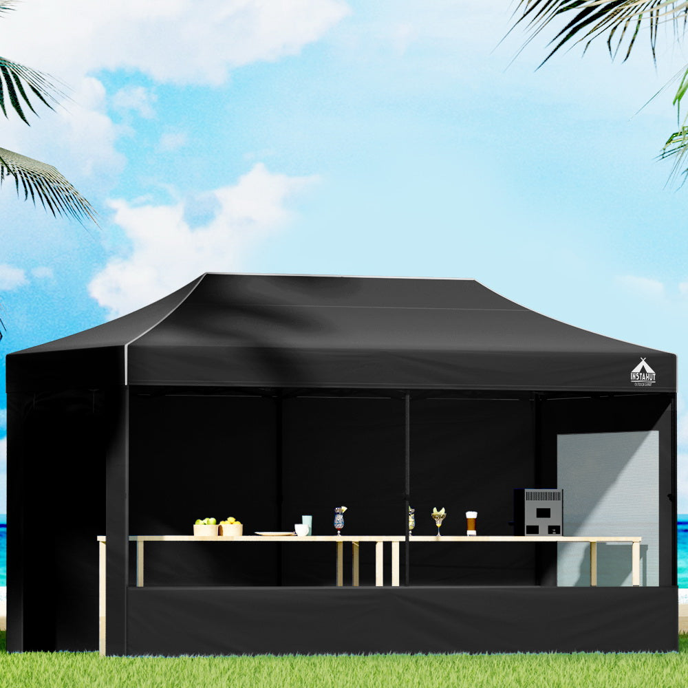 Gazebo | 3x6 | Pop Up Marquee | Folding Tent | Wedding Gazebos | Camping Outdoor Shade Canopy | Black