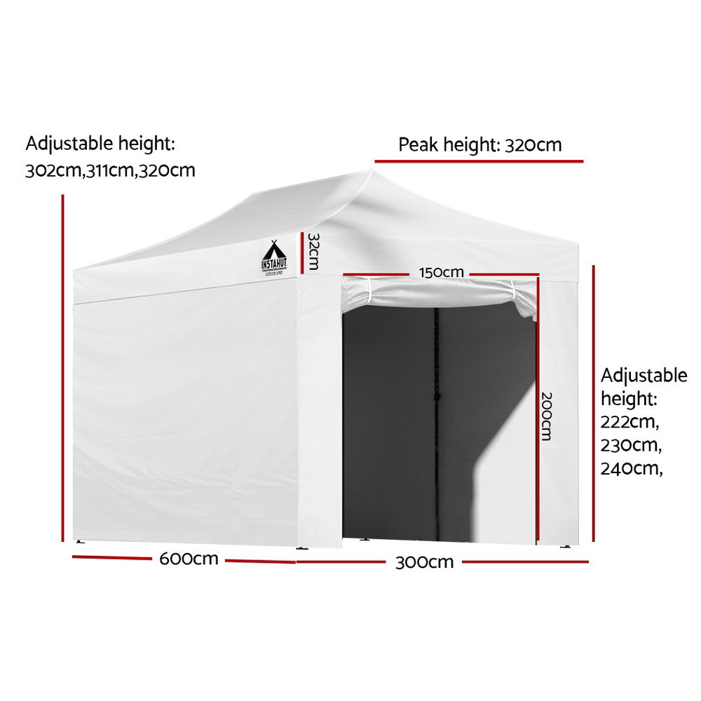Gazebo Pop Up Marquee | 3x6 | Folding Tent Gazebos | 500D Oxford Fabric | White
