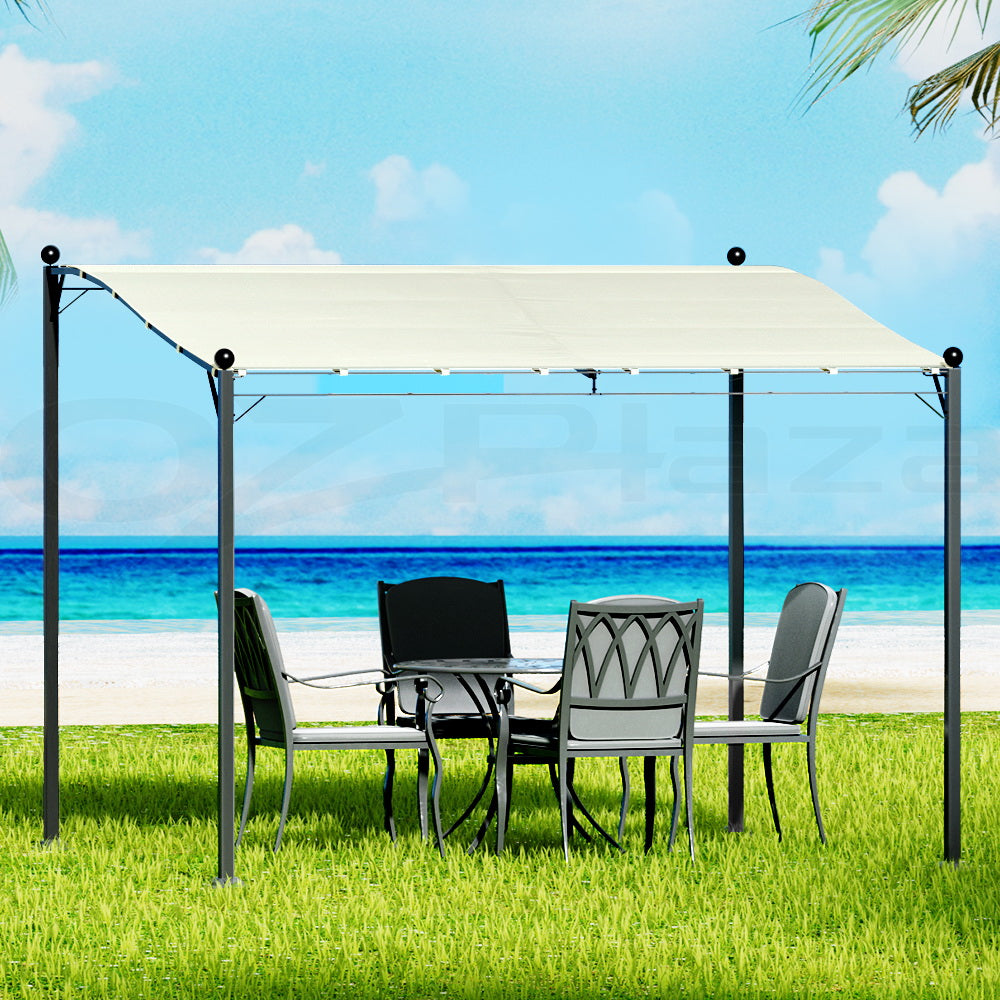 Instahut Gazebo Marquee | 3M Outdoor Event Tent | Wedding Camping Party Shade | Iron Art Canopy | Beige