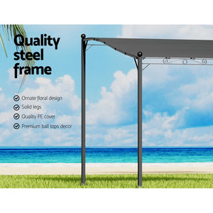 Gazebo Marquee | 3m | Outdoor Event Wedding Tent | Camping Party Shade | Iron Art Canopy | Grey