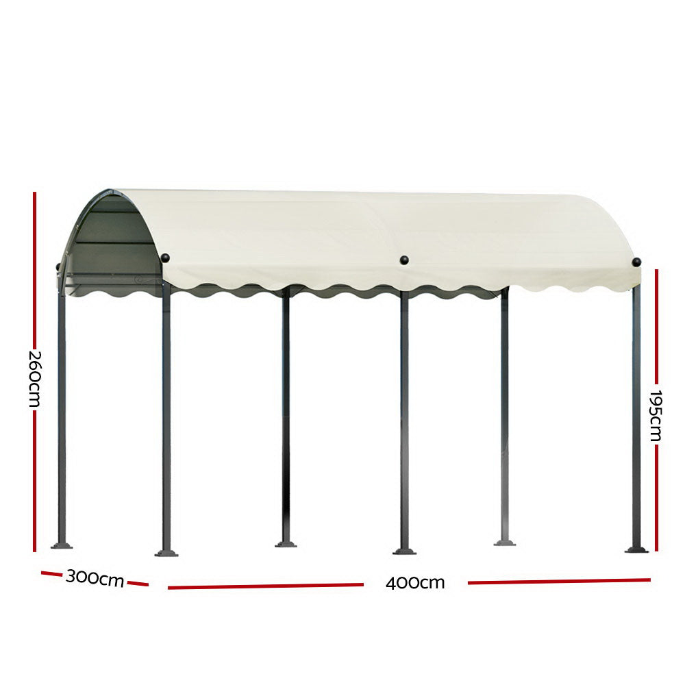 Gazebo Marquee | 4x3m | Outdoor Event Wedding Tent | Camping Party Shade | Iron Art Canopy | Beige