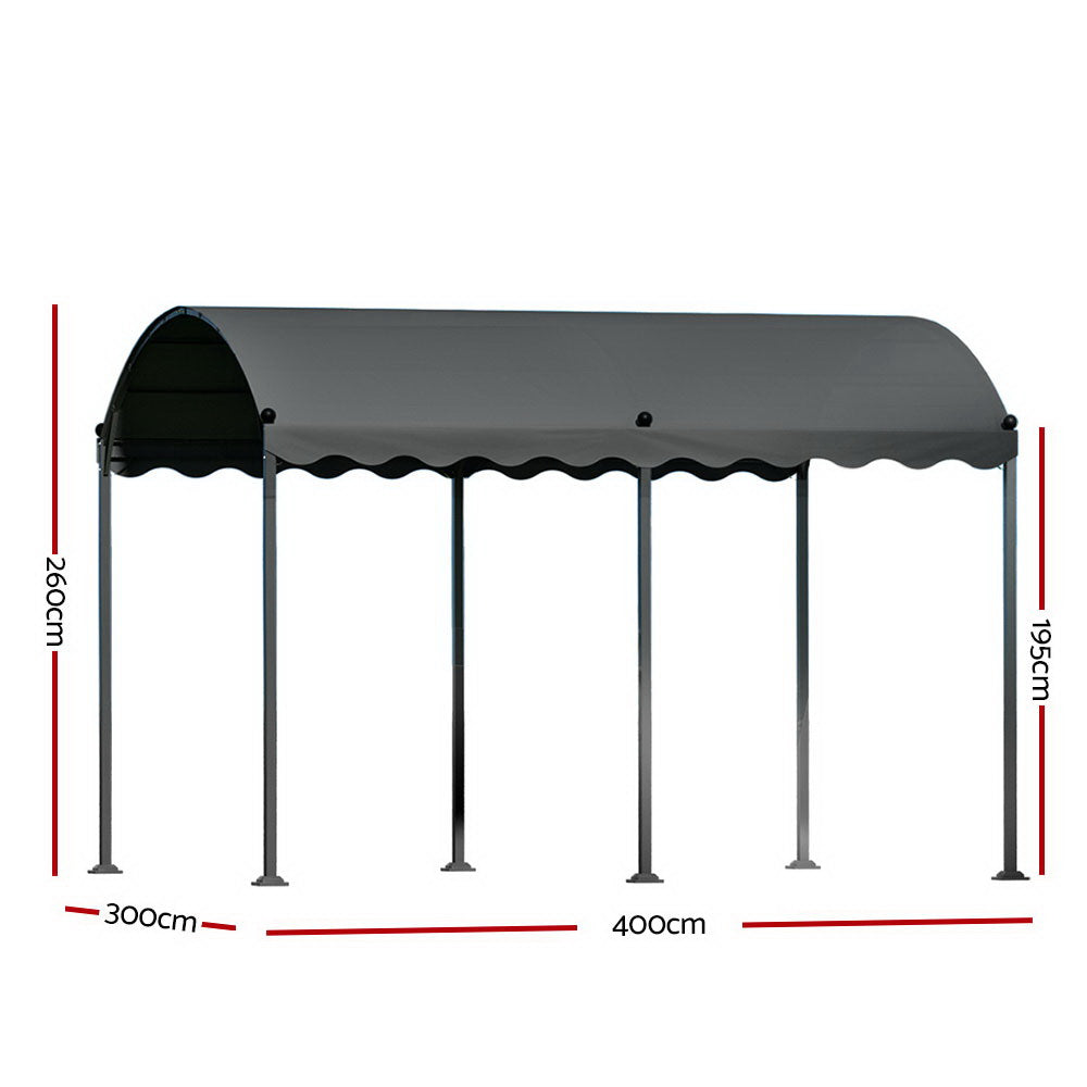 Gazebo Marquee | 4x3m | Outdoor Event Wedding Tent | Camping Party Shade | Iron Art Canopy | Grey