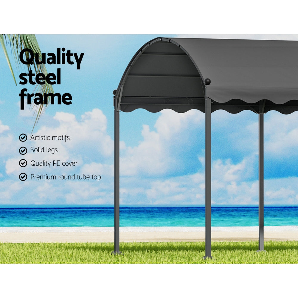 Gazebo Marquee | 4x3m | Outdoor Event Wedding Tent | Camping Party Shade | Iron Art Canopy | Grey
