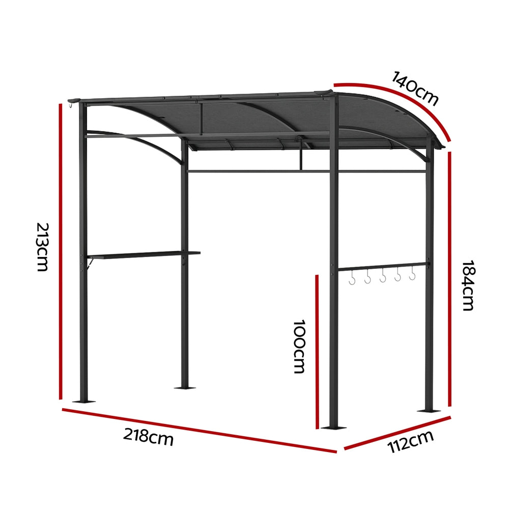 Instahut BBQ Gazebo Shelter | Outdoor Grill Marquee Shade | Garden Canopy with Shelf & Hooks | Grey