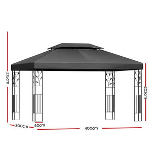 Gazebo | 4x3m | Marquee Outdoor Wedding Party Event Tent | Iron Art Shade | Grey