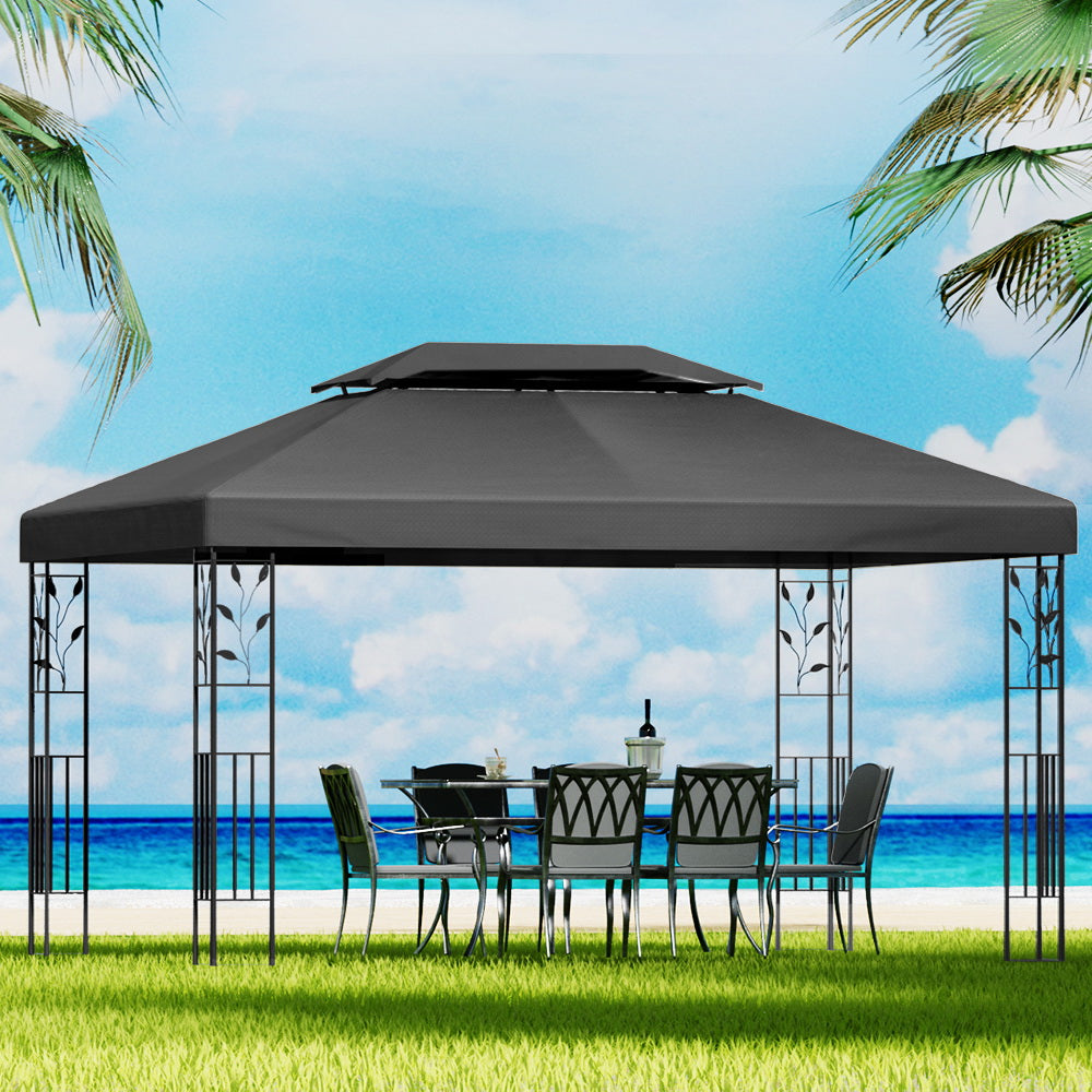 Gazebo | 4x3m | Marquee Outdoor Wedding Party Event Tent | Iron Art Shade | Grey