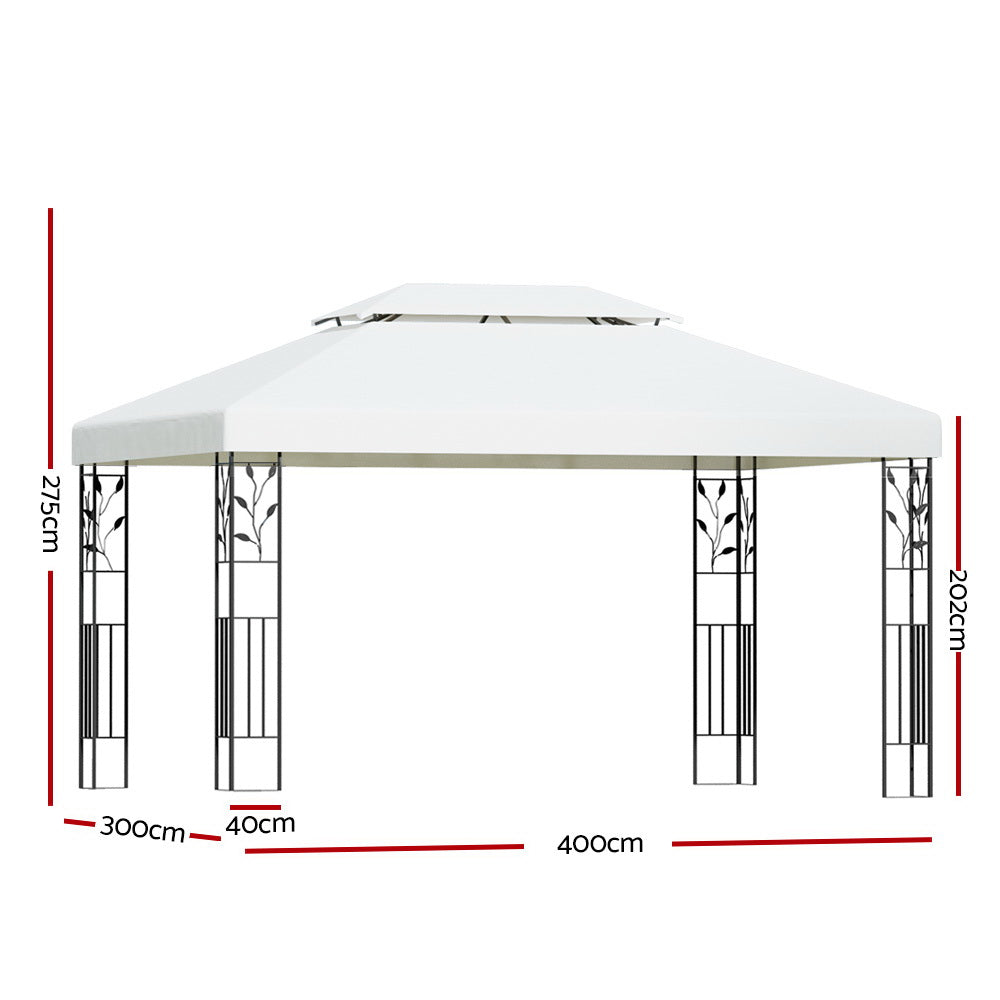 Gazebo | 4x3m | Marquee | Outdoor Wedding Party Event Tent | Iron Art Shade | White