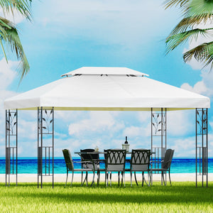 Gazebo | 4x3m | Marquee | Outdoor Wedding Party Event Tent | Iron Art Shade | White