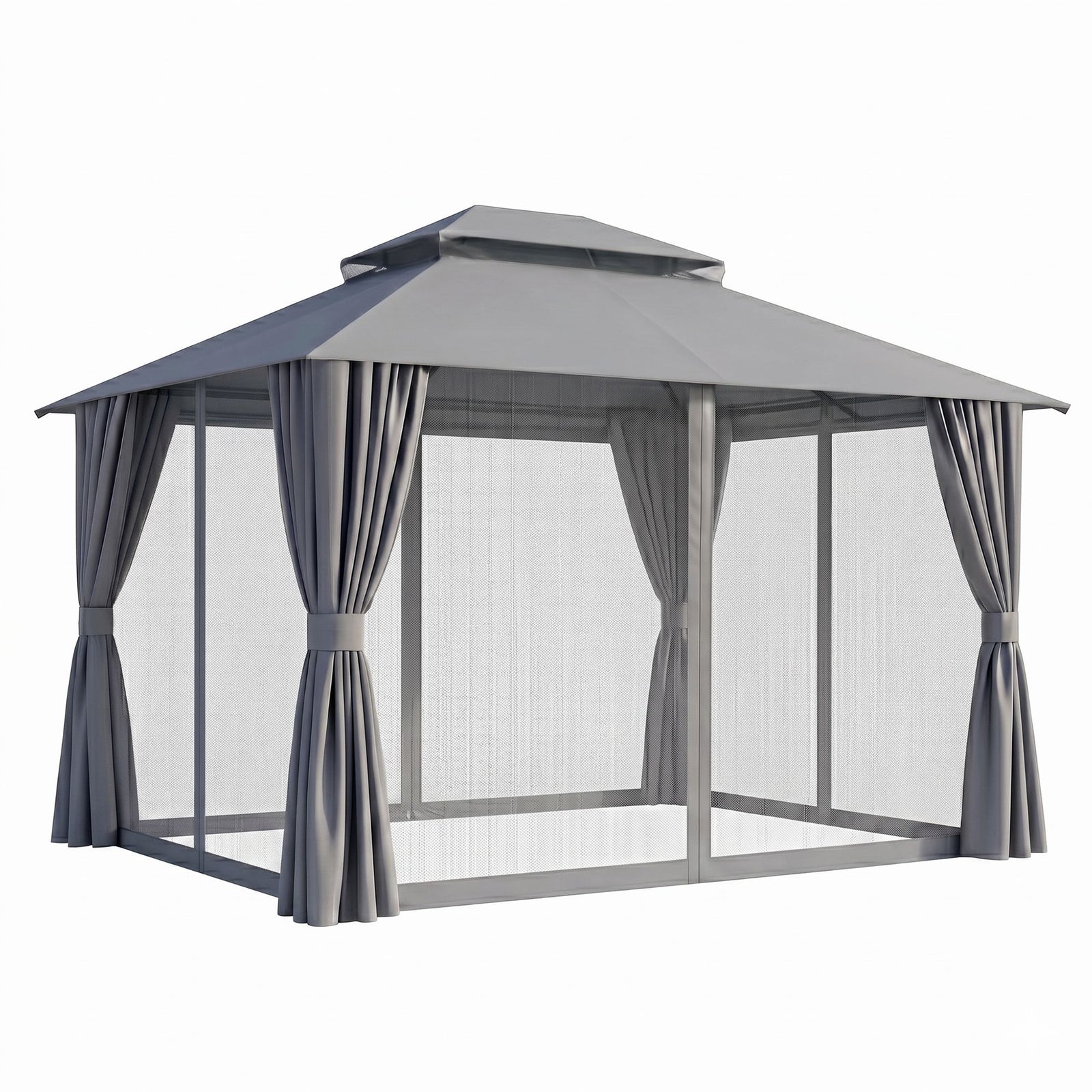 Gazebo | 3 x 3m Outdoor Canopy Marquee with Curtains | Grey
