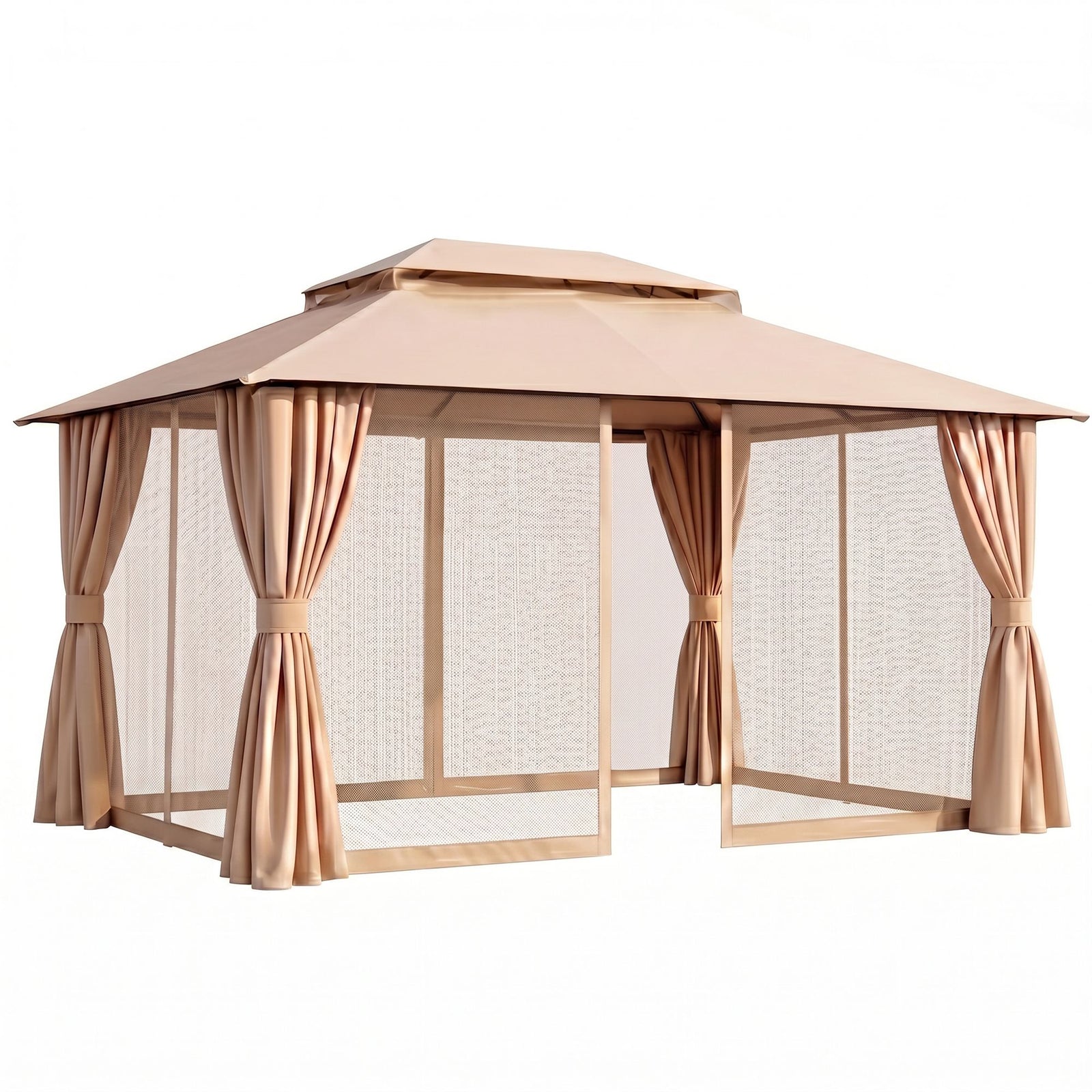 Gazebo | 3 x 4m Outdoor Canopy Marquee with Curtains | Beige