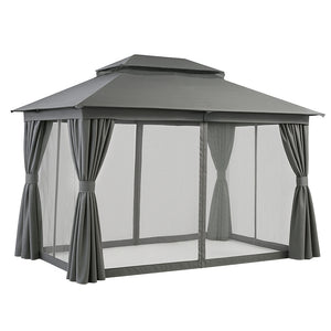 Outdoor Gazebo | 3x4m | Steel Frame Canopy | Curtains | Grey