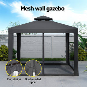 Instahut Outdoor Gazebo Marquee 3m | Event Tent with Mesh Walls | Camping & Party Shelter | Grey