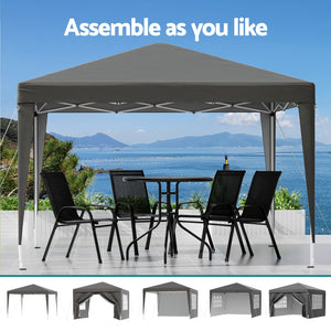 Instahut Gazebo | 3x3m | Pop Up Marquee Tent | Folding Wedding Outdoor Shade | Grey