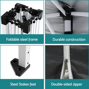 Instahut Gazebo | 3x3m | Pop Up Marquee Tent | Folding Wedding Outdoor Shade | Grey