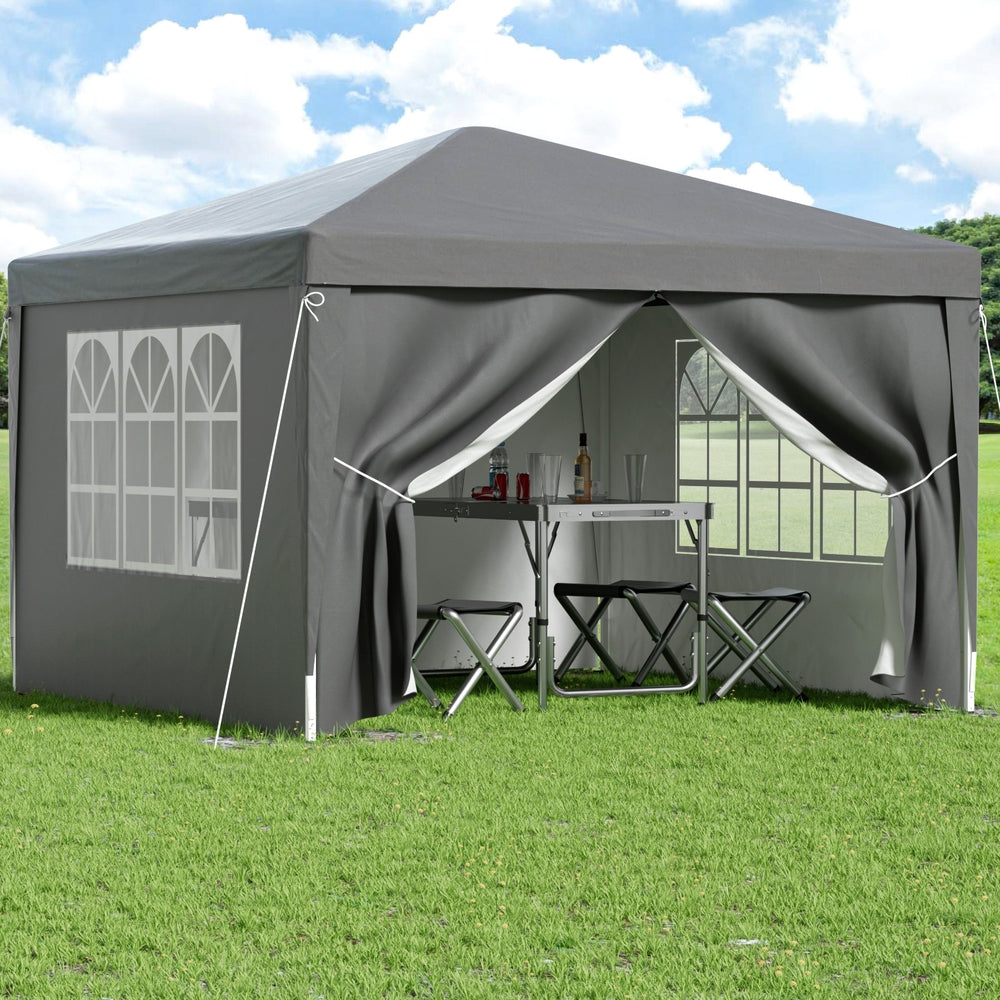 Instahut Gazebo | 3x3m | Pop Up Marquee Tent | Folding Wedding Outdoor Shade | Grey