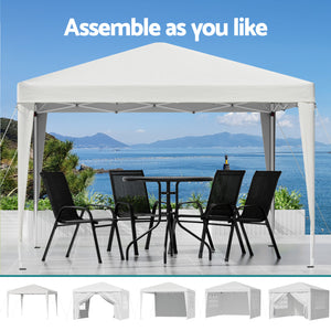Instahut Gazebo | 3x3m | Pop Up Marquee Tent | Folding Wedding Outdoor Canopy | White
