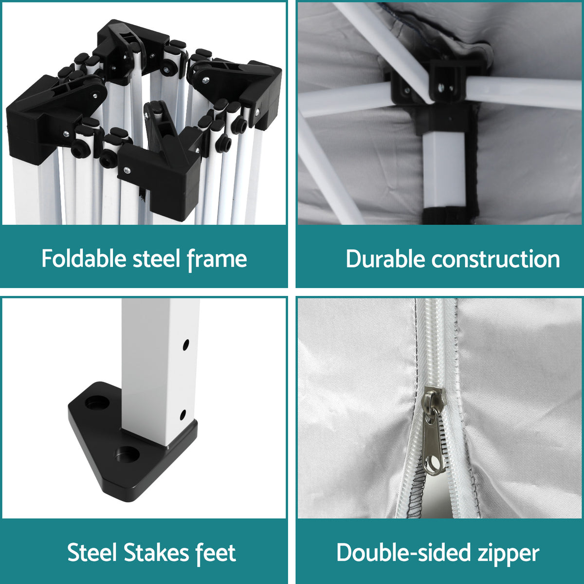 Instahut Gazebo | 3x3m | Pop Up Marquee Tent | Folding Wedding Outdoor Canopy | White