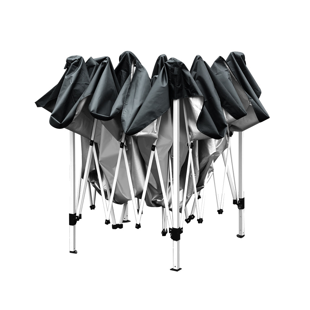 Gazebo Pop Up Marquee | 3x3m | Wedding Party | Outdoor Camping Tent | Canopy Shade | Mesh Wall | Black