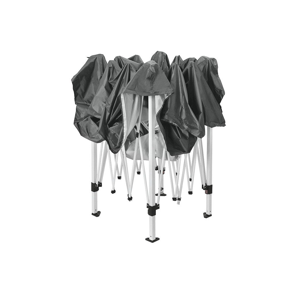 Gazebo Pop Up Marquee | 3x3m | Wedding Party | Outdoor Camping Tent | Canopy Shade | Mesh Wall | Grey
