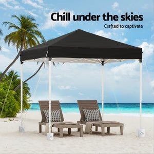 Instahut Gazebo 2x2m | Outdoor Patio Marquee Shade | Black with Base Pods