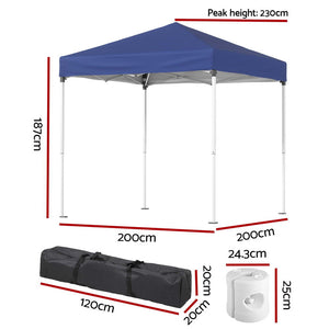 Instahut | Gazebo | 2x2m Outdoor Patio | Garden Marquee Shade | Base Pods | Blue