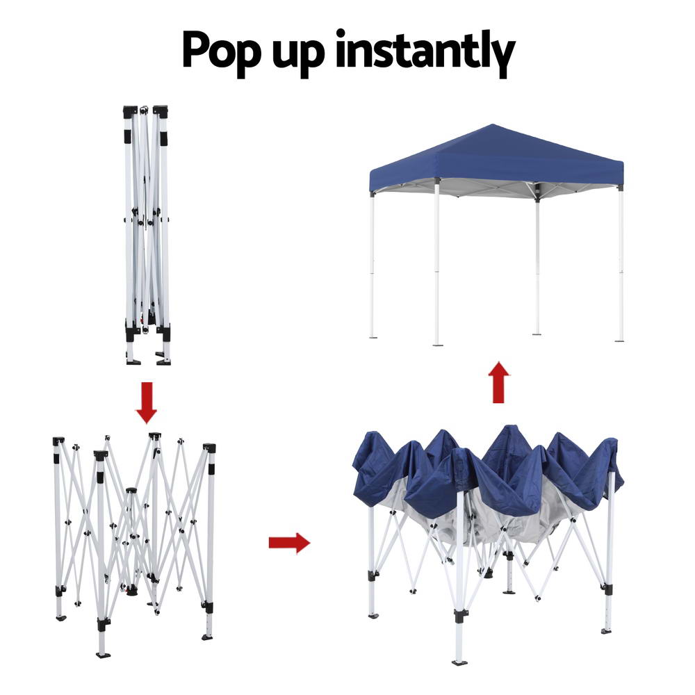 Instahut | Gazebo | 2x2m Outdoor Patio | Garden Marquee Shade | Base Pods | Blue