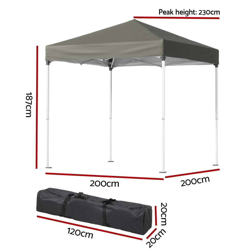 Instahut | Gazebo | 2x2m Outdoor Patio | Garden Marquee Shade | Grey