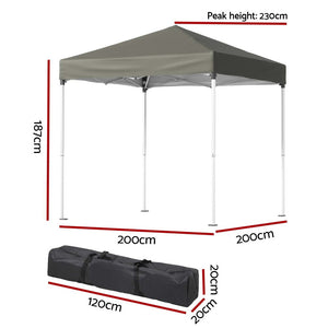 Instahut | Gazebo | 2x2m Outdoor Patio | Garden Marquee Shade | Grey