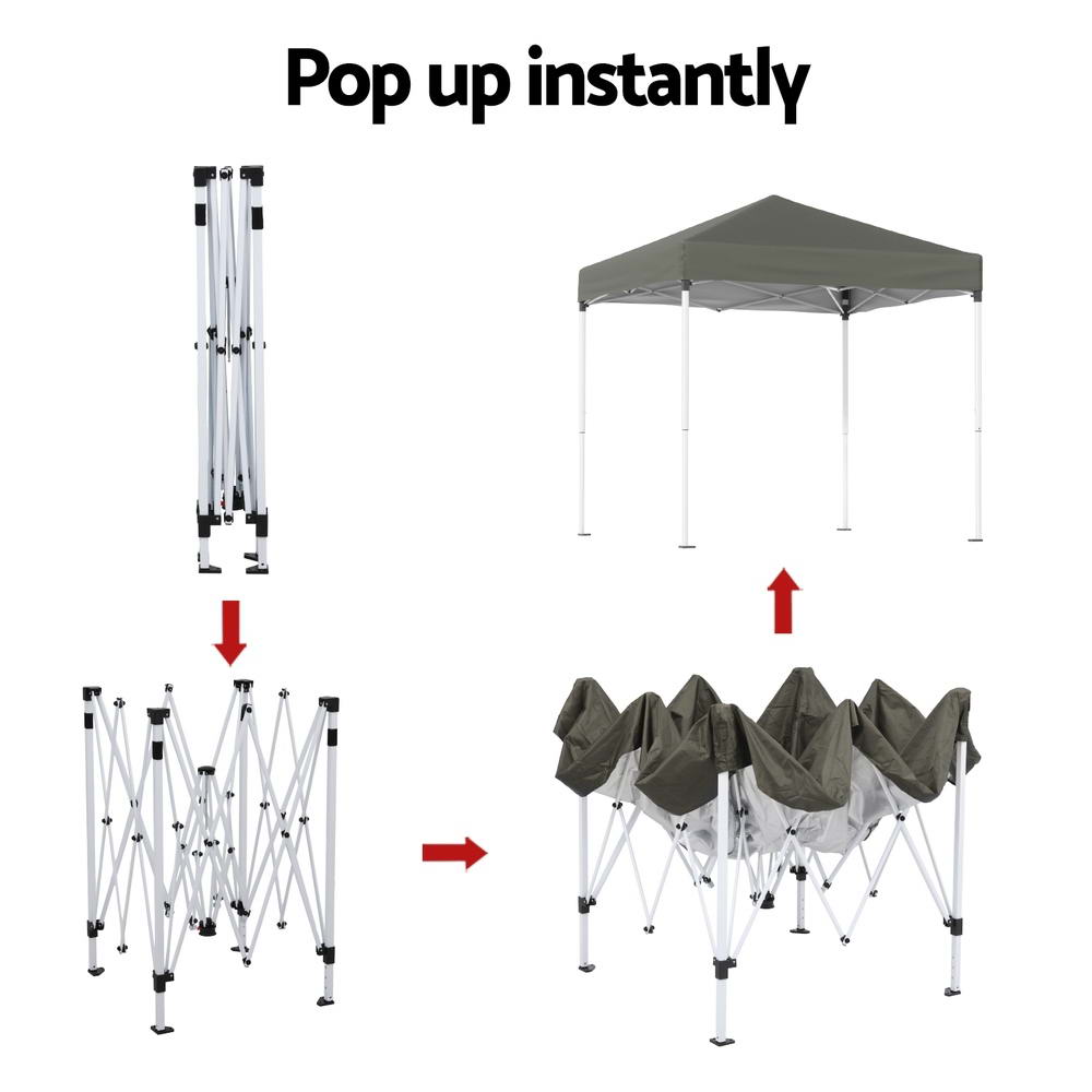 Instahut | Gazebo | 2x2m Outdoor Patio | Garden Marquee Shade | Grey