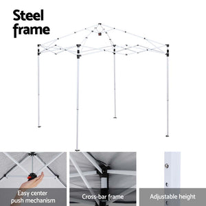 Instahut | Gazebo | 2x2m Outdoor Patio | Garden Marquee Shade | Grey