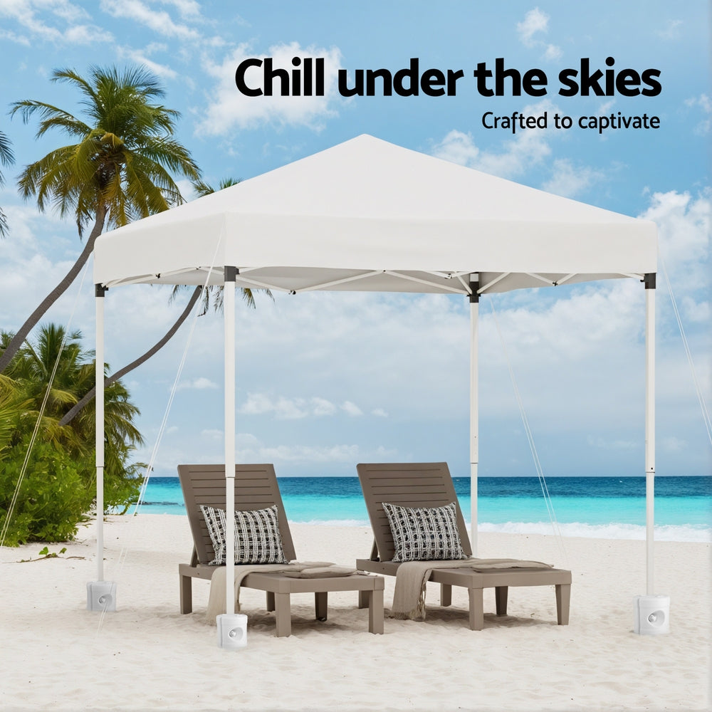 Instahut Gazebo 2x2m | Outdoor Patio Marquee Shade | White with Base Pods