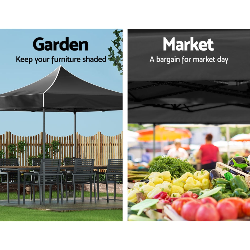 Gazebo Pop Up Marquee | 3x3m | Folding Tent | Wedding Outdoor Camping | Canopy Gazebos | Shade | Black