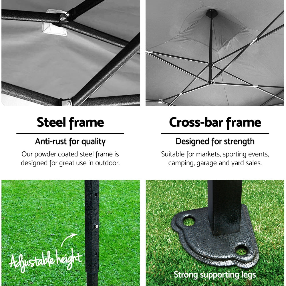Gazebo Pop Up Marquee | 3x3 | Folding Tent | Outdoor Camping | 500D Oxford | Blue