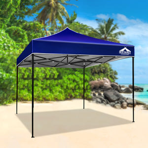 Gazebo Pop Up Marquee | 3x3 | Folding Tent | Outdoor Camping | 500D Oxford | Blue