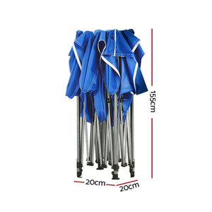 Gazebo Pop Up | 3x3m | w/Base Podx4 | Marquee Folding Outdoor Wedding Camping Tent | Shade Canopy | Blue