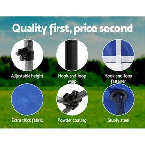 Gazebo Pop Up | 3x3m | w/Base Podx4 | Marquee Folding Outdoor Wedding Camping Tent | Shade Canopy | Blue