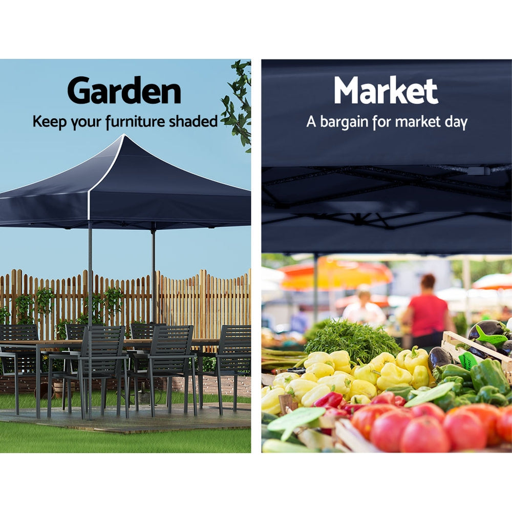 Gazebo Pop Up Marquee | 3x3m | Folding Tent | Wedding Outdoor Camping | Canopy Gazebos | Shade | Navy