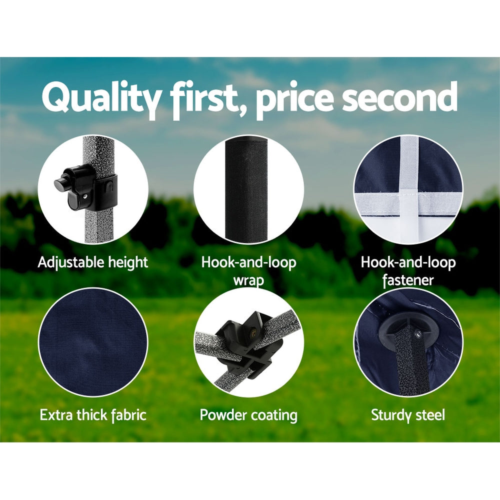 Gazebo Pop Up Marquee | 3x3m | Folding Tent | Wedding Outdoor Camping | Canopy Gazebos | Shade | Navy