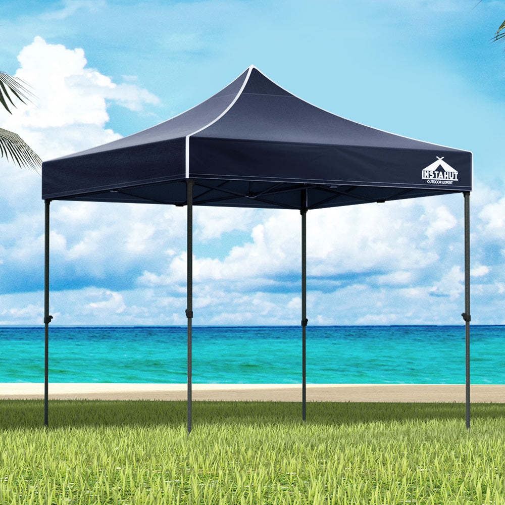 Gazebo Pop Up | 3x3m | w/Base Podx4 | Marquee Folding Outdoor Wedding Camping Tent | Shade Canopy | Navy