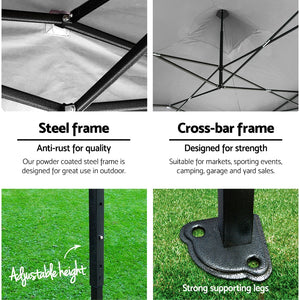 Gazebo Pop Up Marquee | 3x3 | Folding Tent | Outdoor Camping | 500D Oxford
