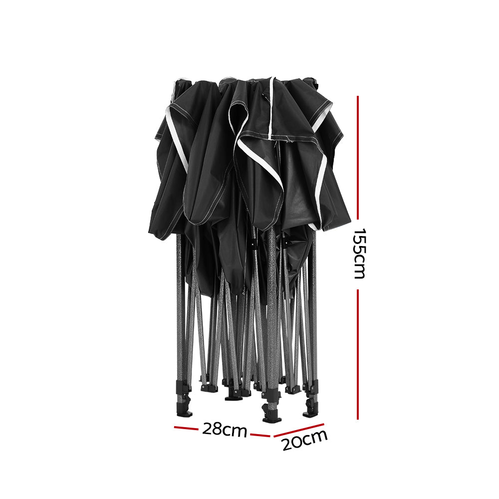 Gazebo Pop Up Marquee | 3x4.5 | Folding | 500D | Wedding Tent | Base Pod | Black
