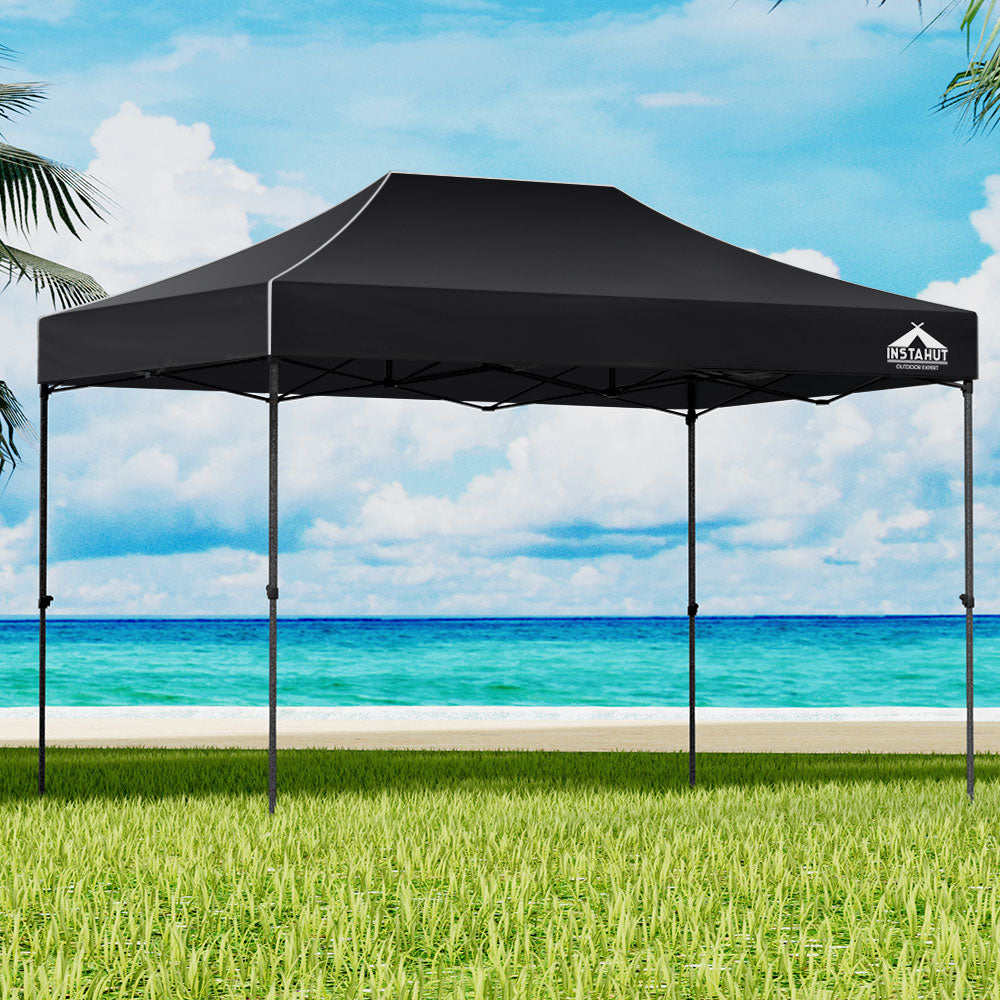 Gazebo Pop Up Marquee | 3x4.5 | Folding | 500D | Wedding Tent | Base Pod | Black